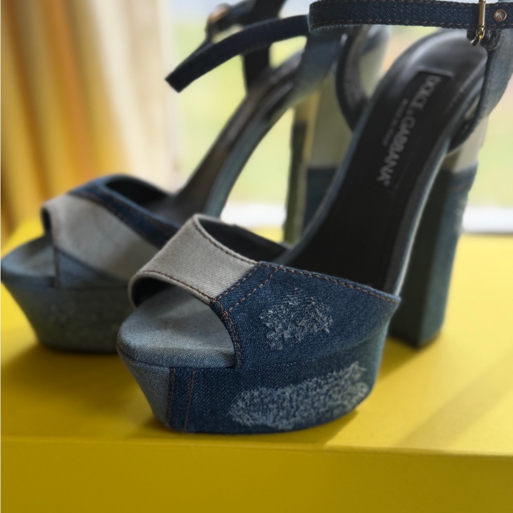 Dolce & Gabbana Denim Platform Sandals - Picture 2 of 8